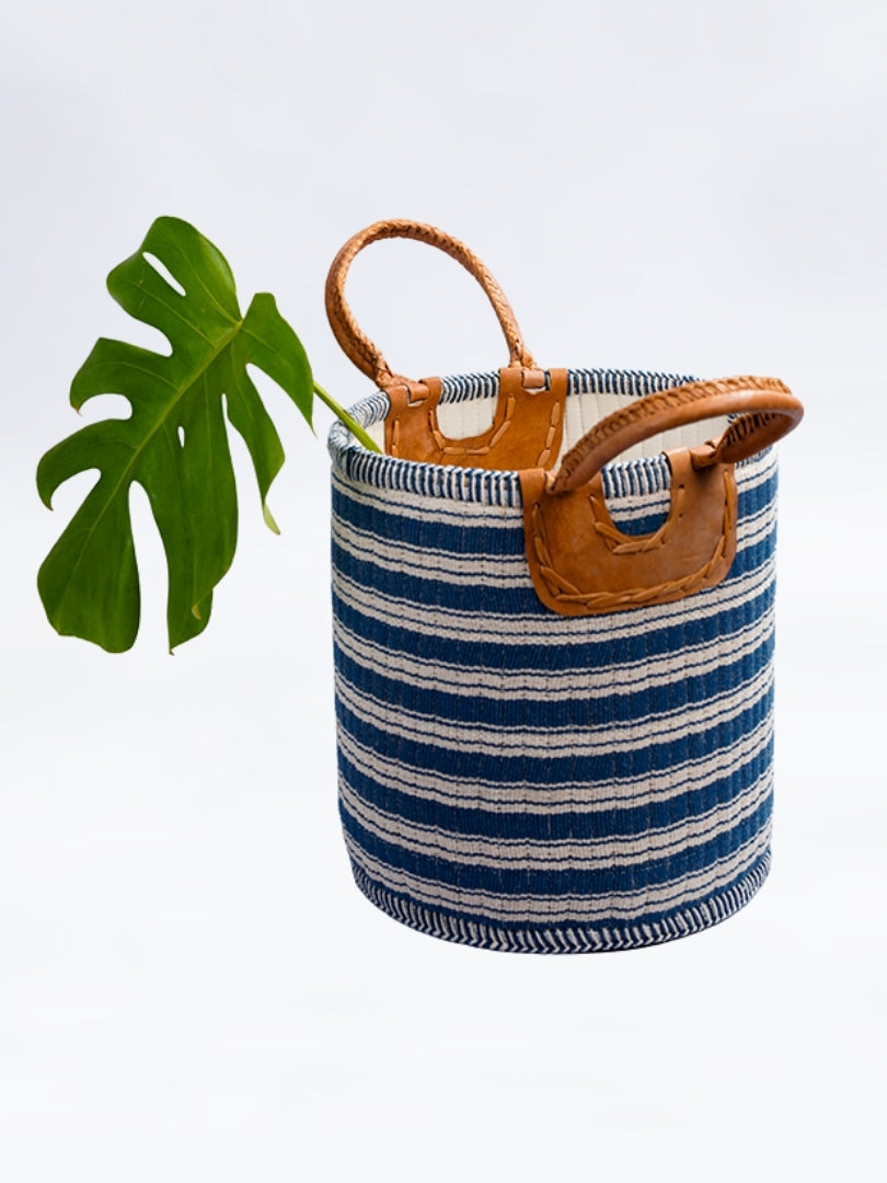 Indigo Stripe Basket - Trio