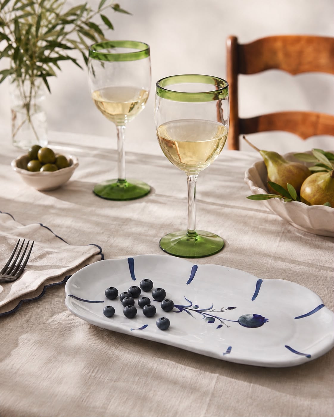Sage Rim Wine Glasses (Set of 2)