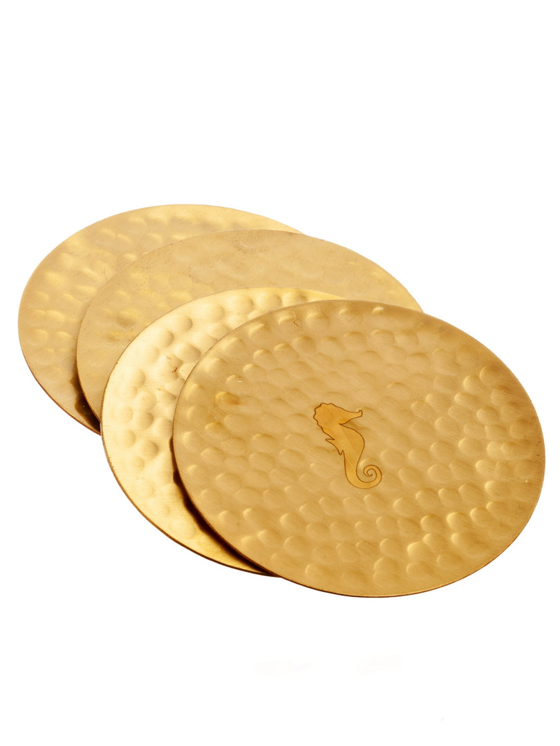 SeaHorse hammered brass Coasters (Set of 2)