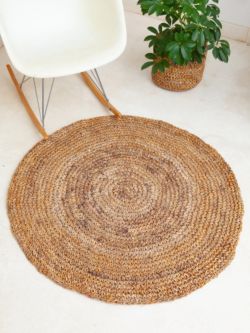 Natural Spiral Banana Fibre Rug
