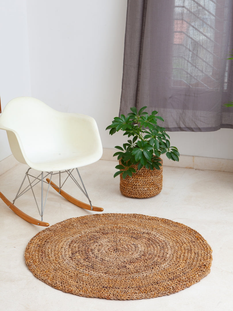 Natural Spiral Banana Fibre Rug