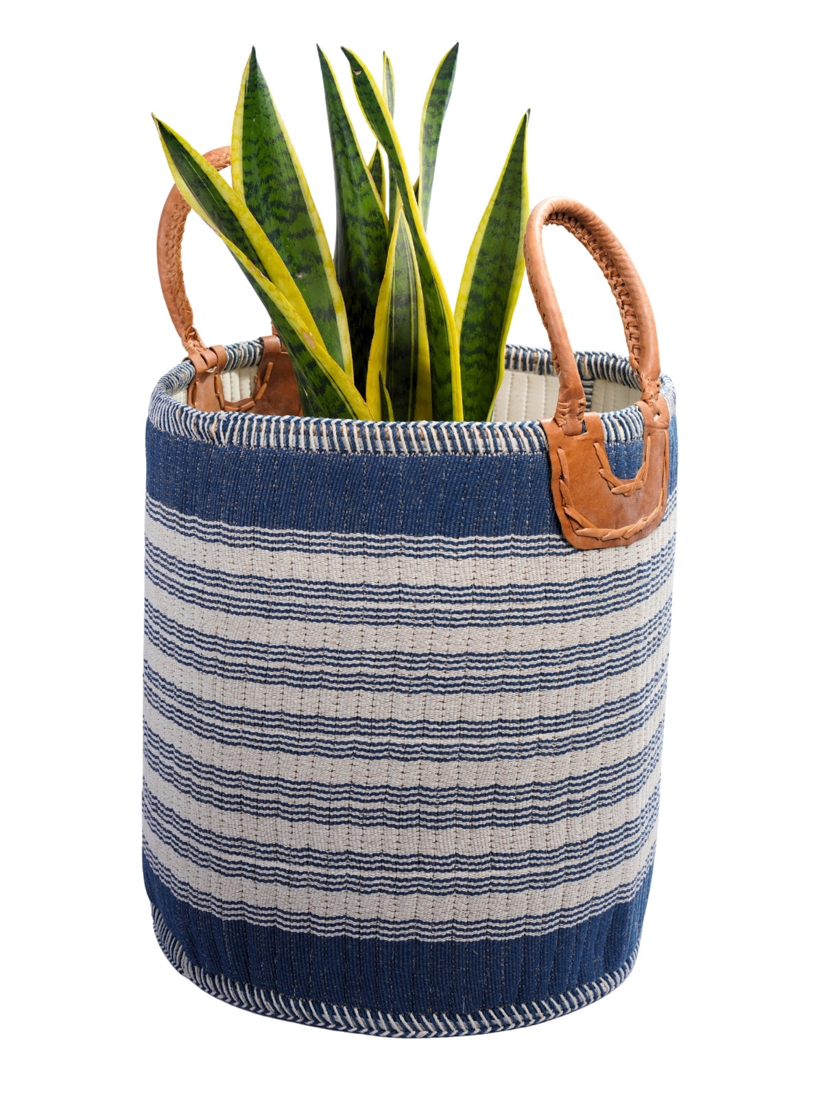 Indigo Stripe Basket - Grande