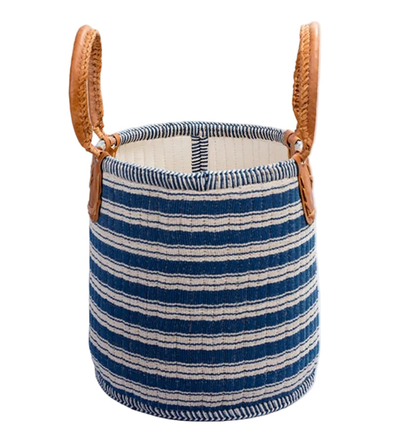 Indigo Stripe Basket - Petite