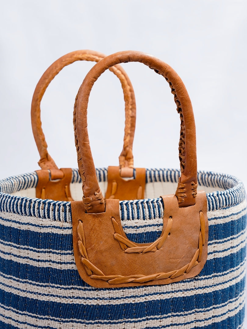 Indigo Stripe Basket - Petite