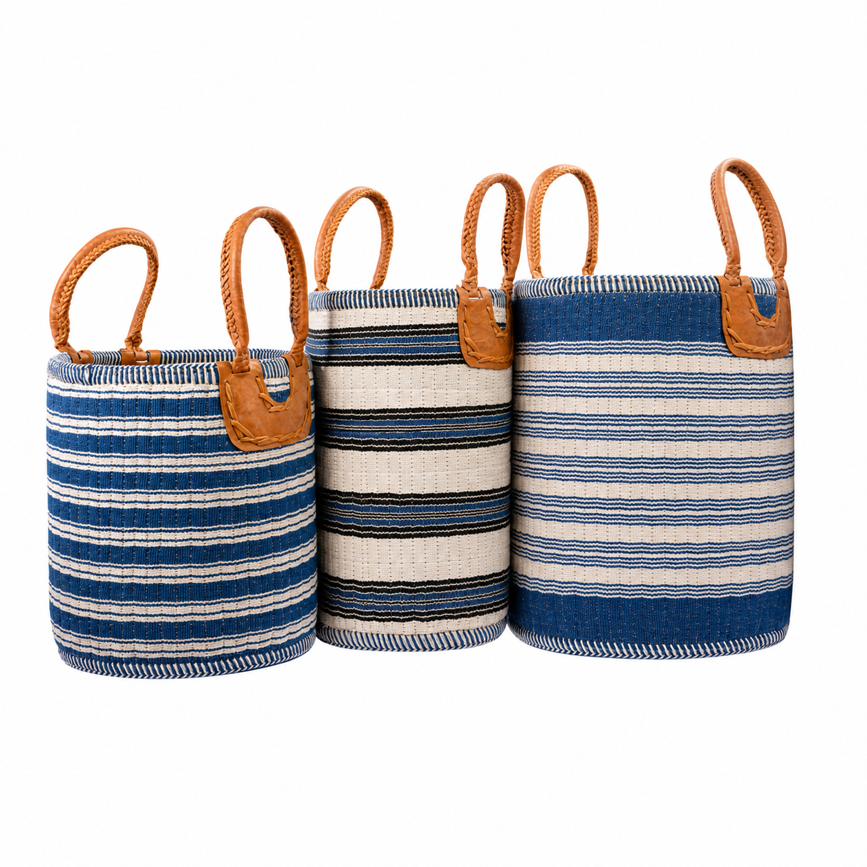 Indigo Stripe Basket - Trio