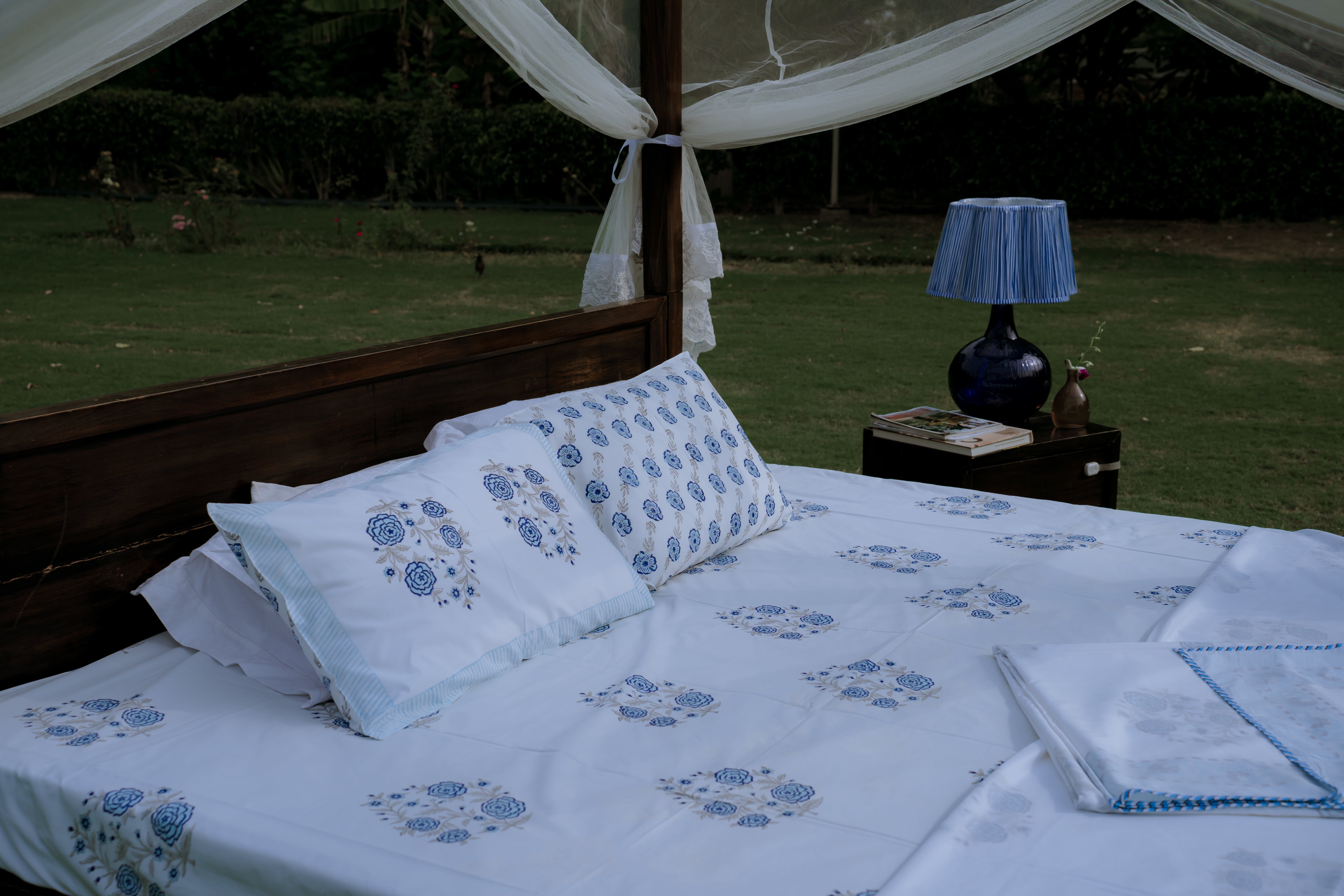 Blue Rose Organic Cotton Bedsheet