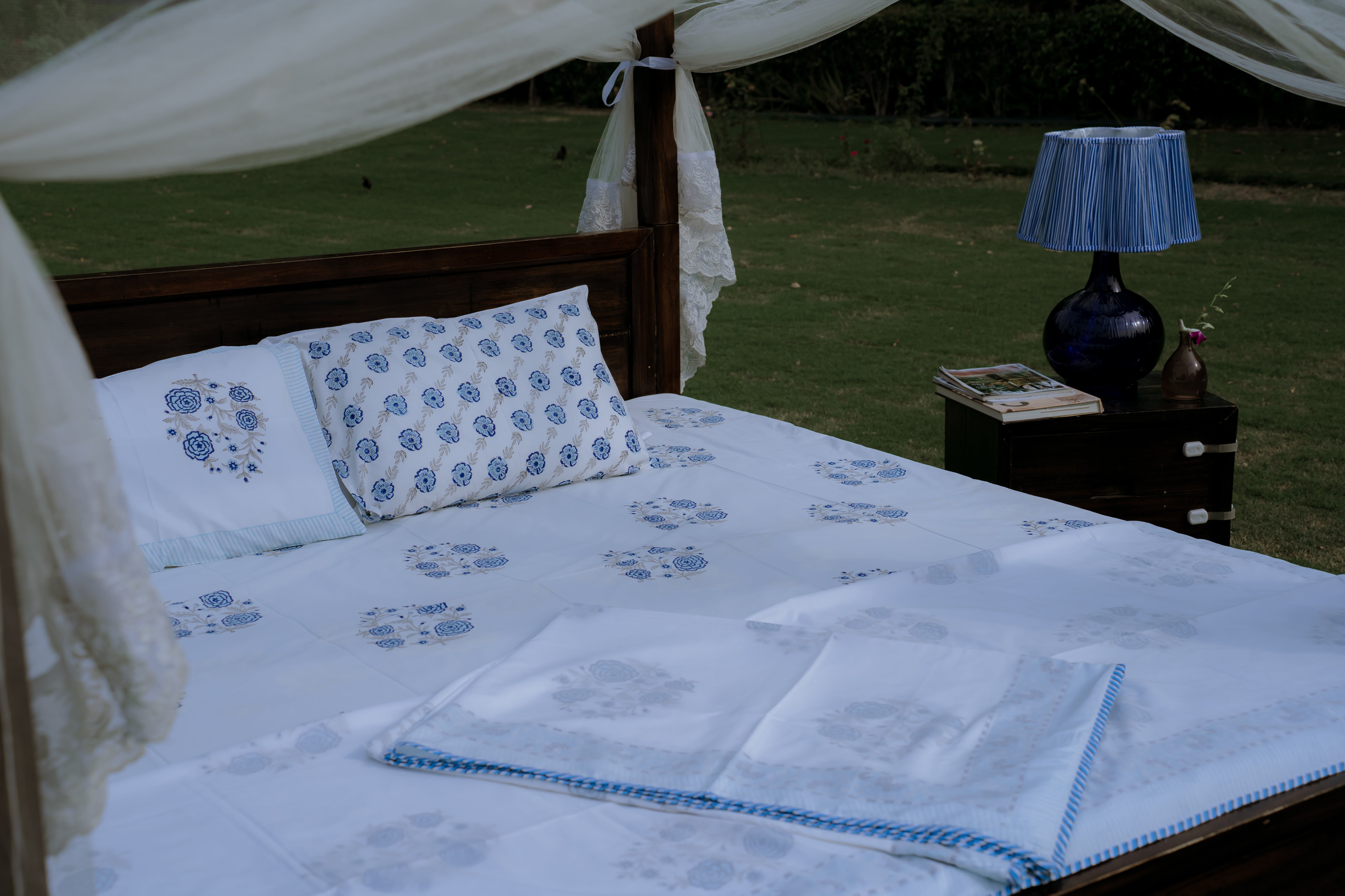 Blue Rose Organic Cotton Bedsheet