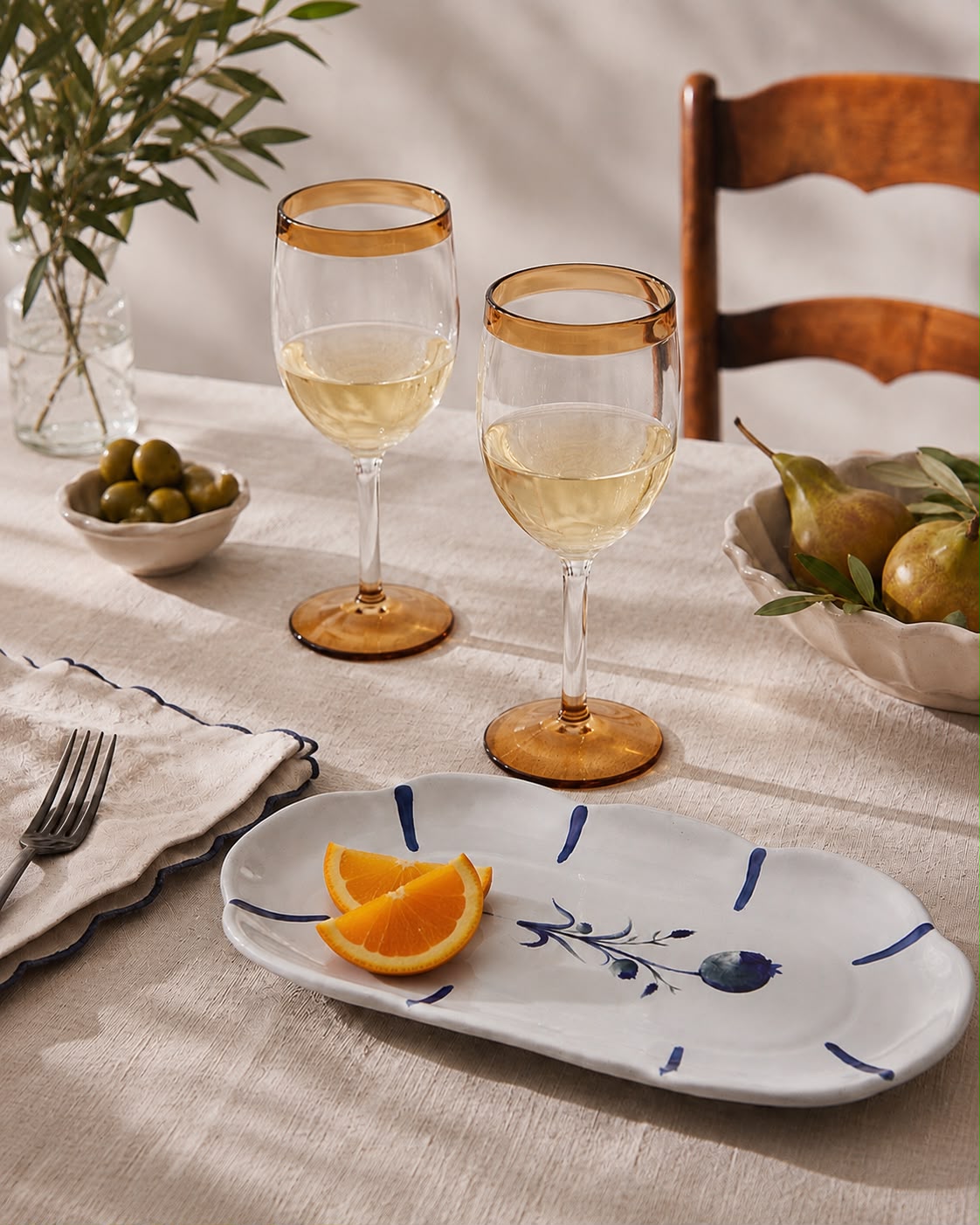 Amber Rim Wine Glasses (Set of 2)