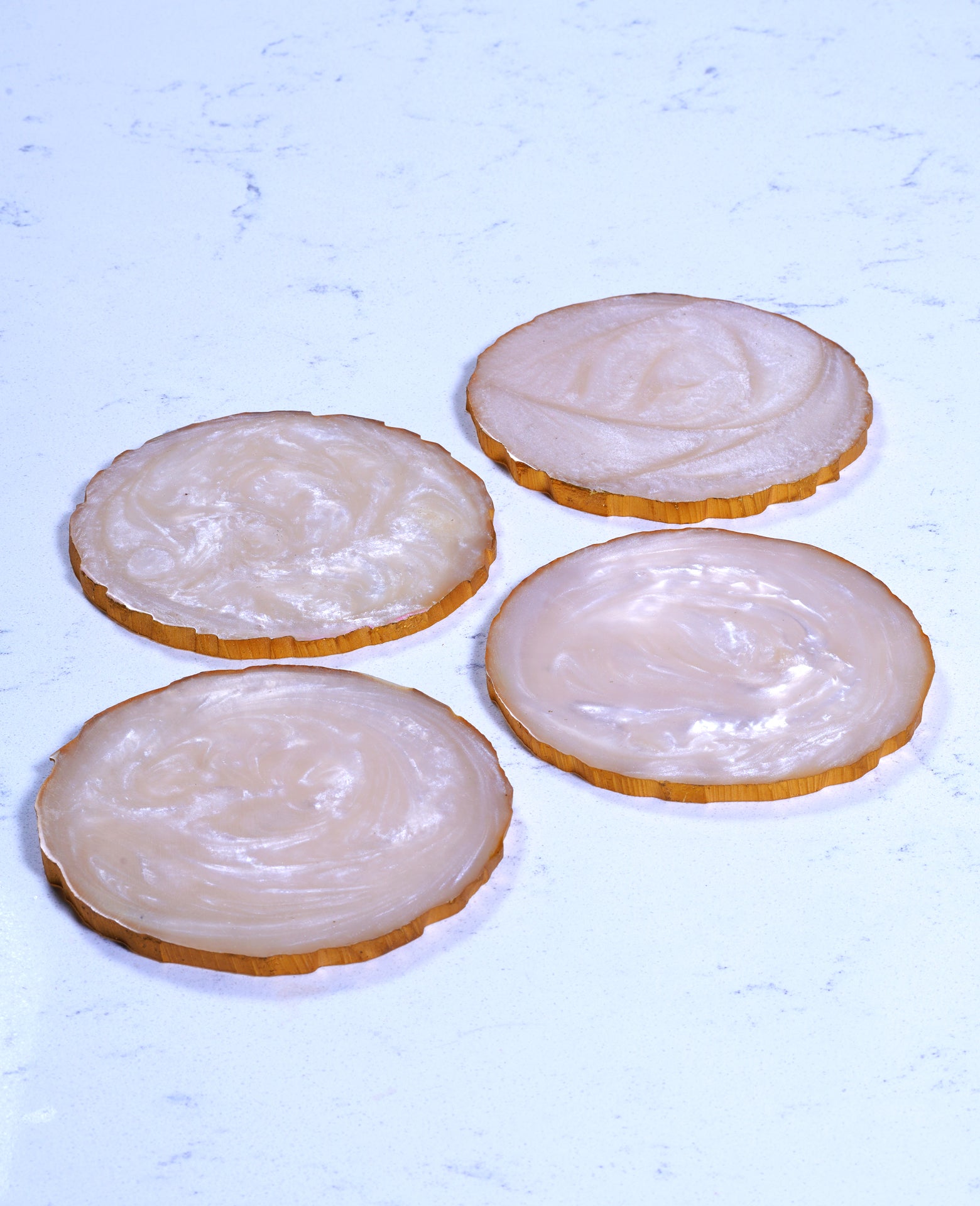 White & Gold Resin Coasters